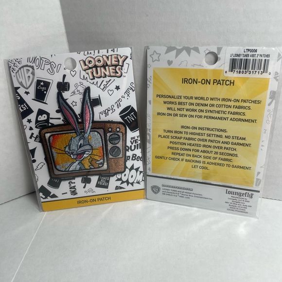 ANY IRON ON PATCH 5/$40 BUNDLE 
LOUNGE FLY LOONEY TUNES BUGS BUNNY BNIP - Picture 1 of 1